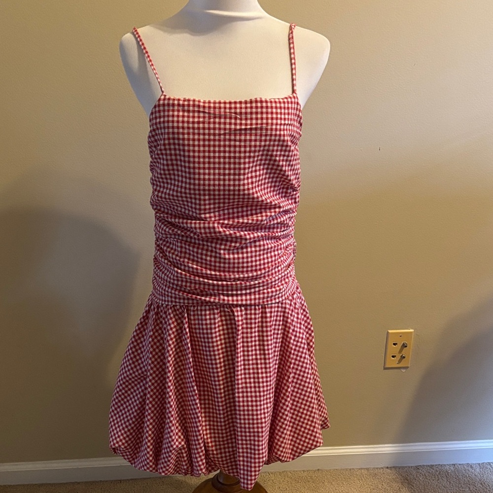 Red Gingham Spaghetti Strap Dress
